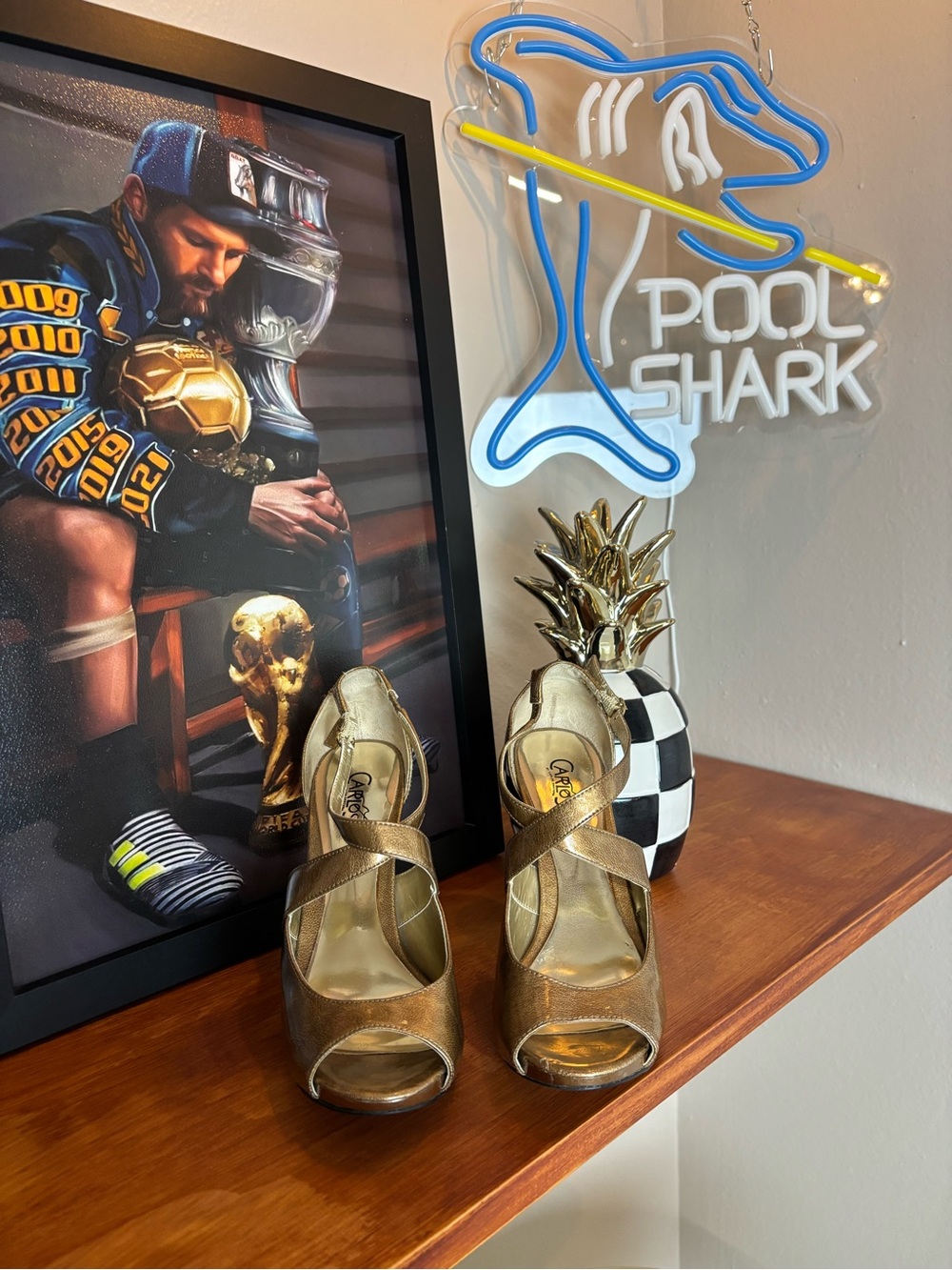 Carlos Santana Gold Metallic Platform Peep Toe Heels 2008
